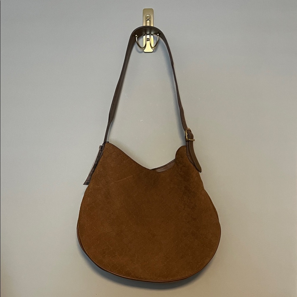 Mango Brown Suede Hobo Bag